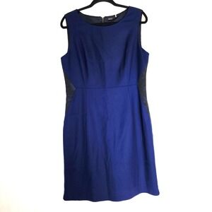 Elie Tahari Blue Wool Sheath Dress Satin Lined Cocktail Holiday Women's Size 14